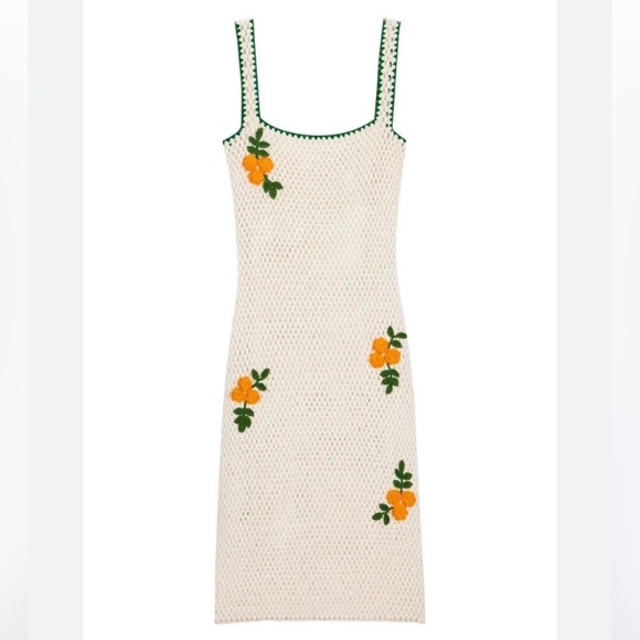 Rhode Alva Dress Marigold Crochet NWT in White Yellow Gold Floral - Picture 4 of 14